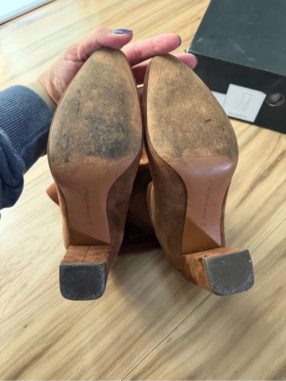 Banana Republic 7.5 Brown Suede Knee-High Block Heel Boots